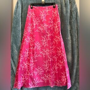 Lilly Pulitzer Vibrant Pink Coral Print Midi Skirt